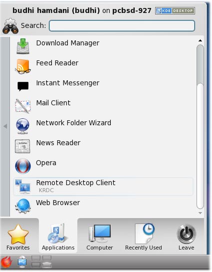 KRDC : KDE Remote Desktop Client KRDC yakni aplikasi remote desktop client yang dipakai untuk melihat KRDC : KDE Remote Desktop Client