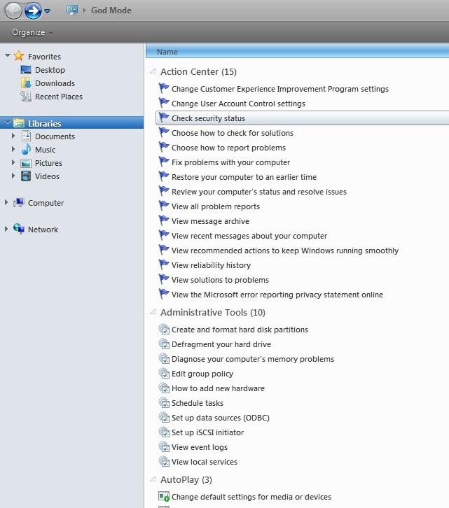 dan Windows Vista mempunyai banyak setting yang sanggup mempunyai kegunaan untuk mengatur setting Windows 7/Vista: God Mode