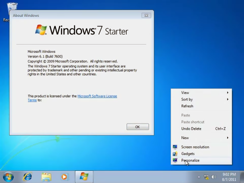 Home Basic dan Starter yaitu versi Windows Patch untuk Mengaktifkan Aero Glass pada Windows 7 Home Basic dan Starter